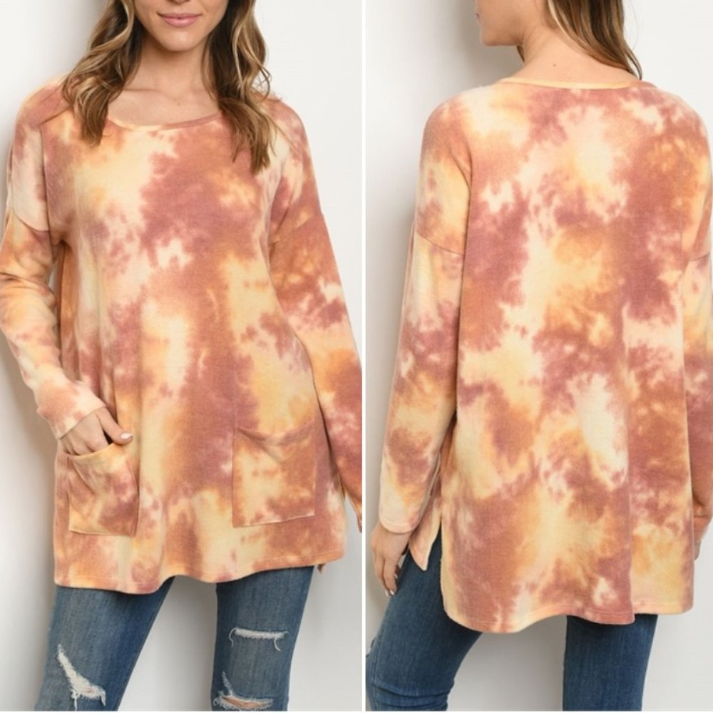 RUST TIE DYE TUNIC TOP